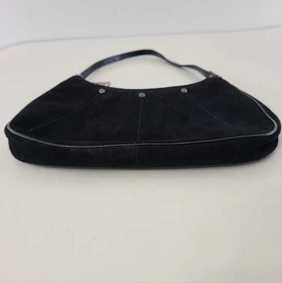 YSL Yves Saint Laurent Suede Patent Leather Demi Pouchette Pochette Baguette Bag - Picture 6 of 16